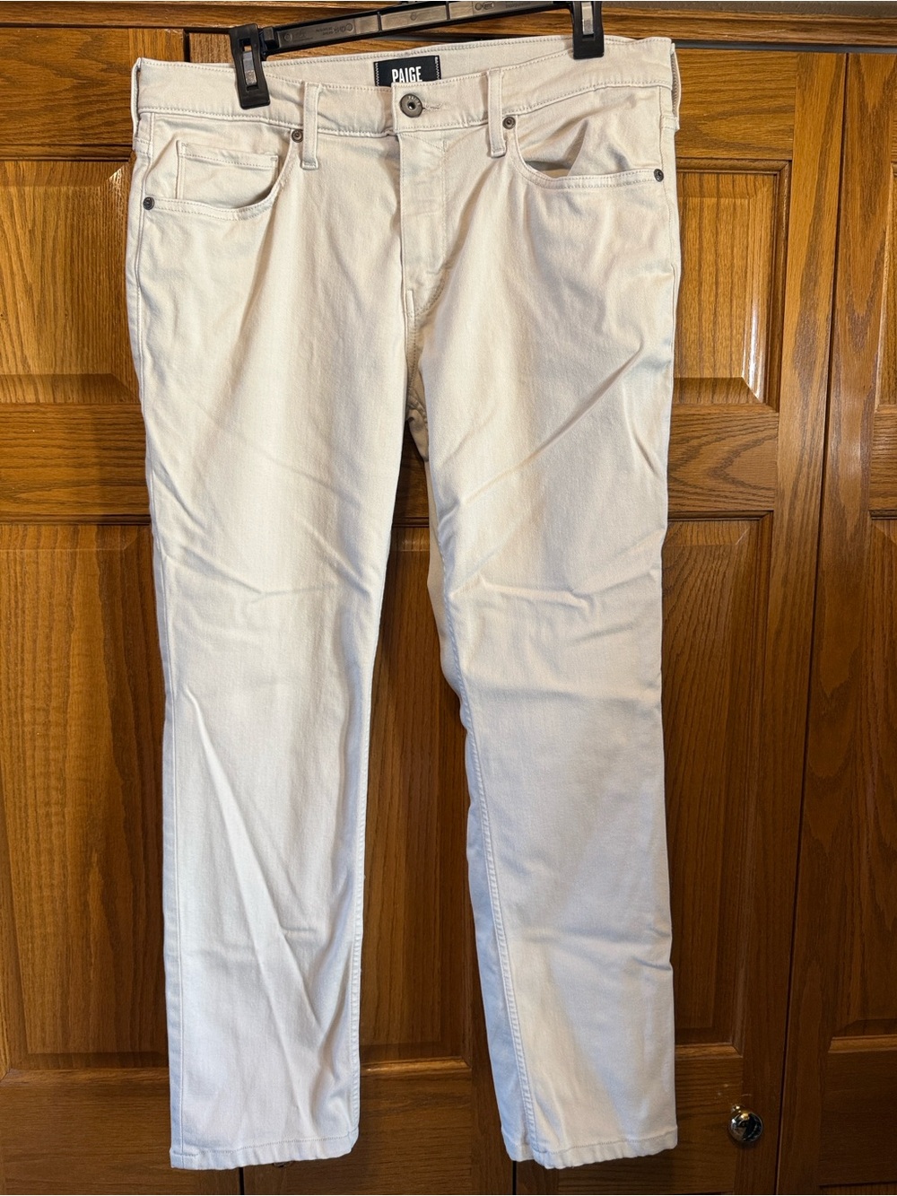 PAIGE Men's Cream Straight Leg Jeans- 32w/28 inseam